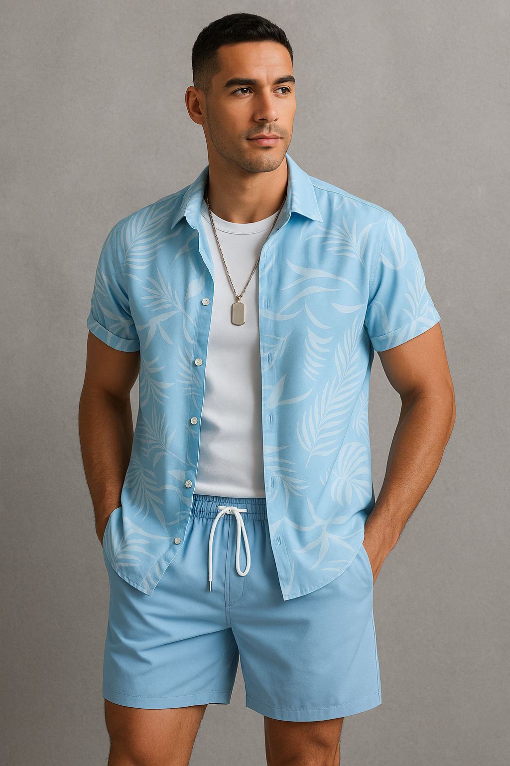 2PCS Summer Tropical Set - Shirt + Shorts
