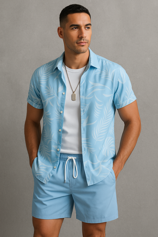 2PCS Summer Tropical Set - Shirt + Shorts